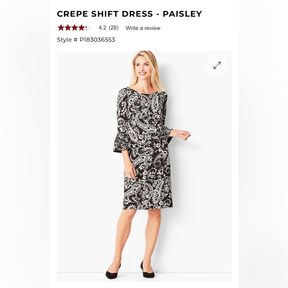 Talbots Crepe shift‎ dress in paisley. Worn once. Perfect condition. 159 retail - Picture 1 of 8